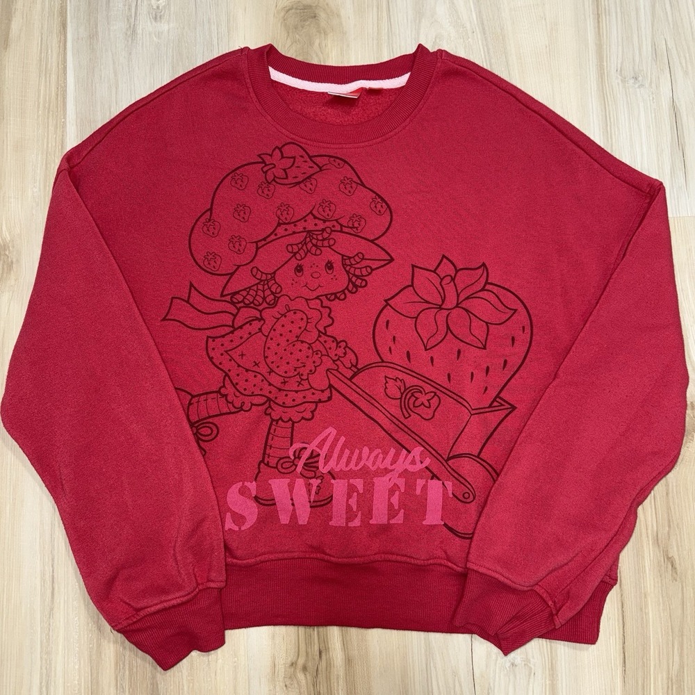 Strawberry Shortcake Womens Large Red Sweatshirt Cartoon Vintage Retro